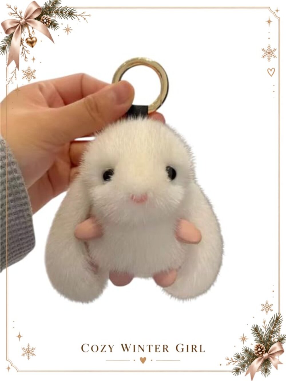 Faux Fur Fluffy Bunny Pom Pom Keychain Bag Charm Purse Pendant